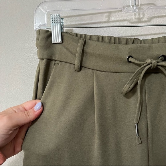 Halara Flex Midrise Drawstring Side Pocket Ankle Length Work Tapered Pant Green - Picture 9 of 15